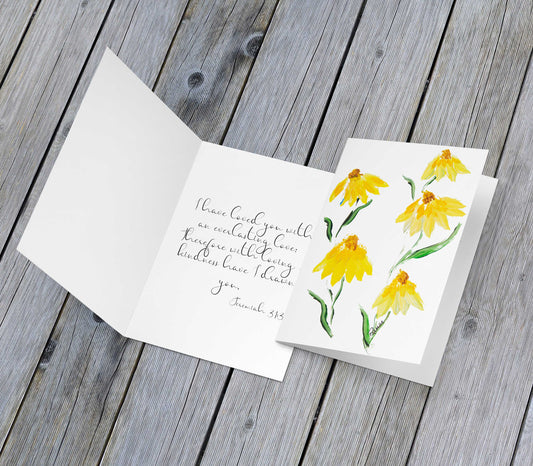 Yellow Cone Flower Cards 4Pack