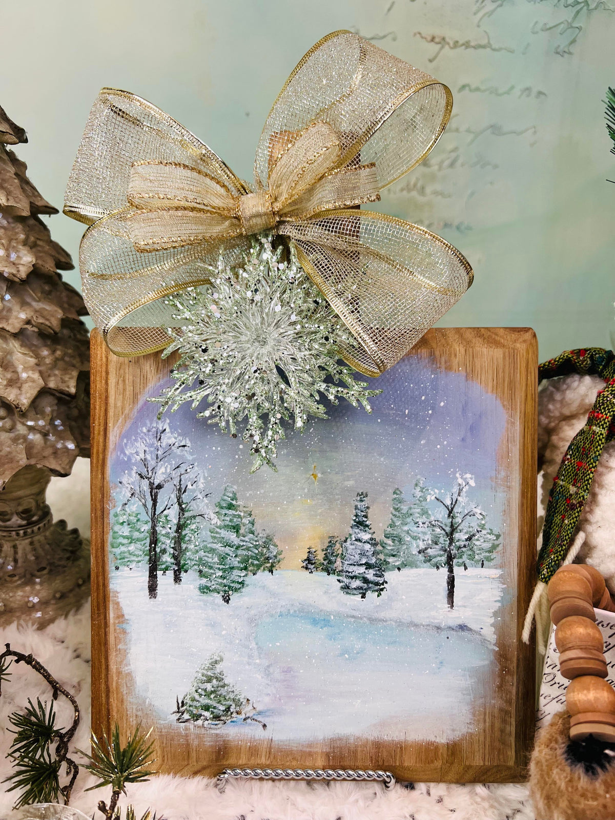 Winter Sunset  Original Hand-Painted Bread Board