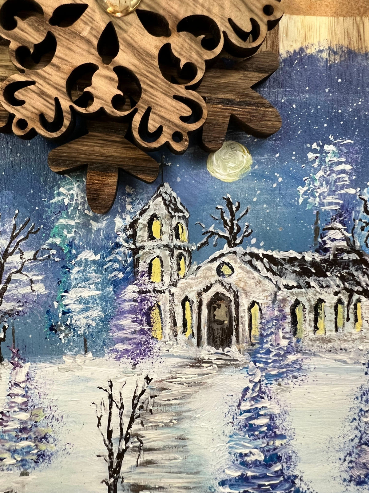 Winter Worship  Original Hand-Painted Bread Board