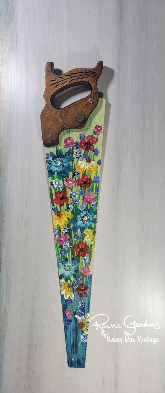 Painted Saw Blade Wildflowers